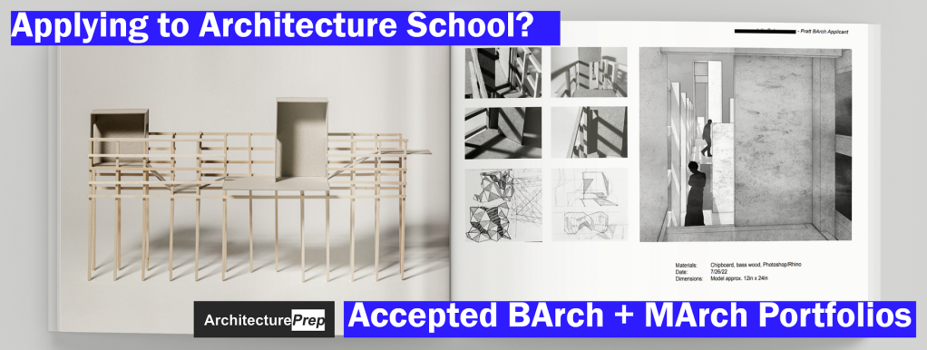 A high school portfolio for architecture school. Designed for admissions to architecture school. An example and sample for B.Arch applications, BArch applications, M.Arch applications and MArch applications. This portfolio was used for admissions to the Cornell AAP BArch program.